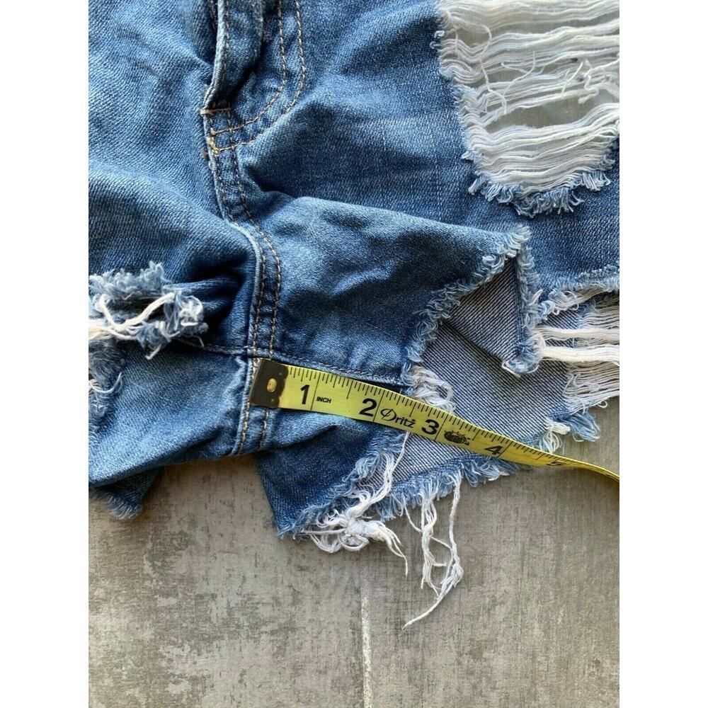 Summer Beach Soft Denim Jean Cut Off Shorts Distressed Medium Light Wash Size 27 - Picture 6 of 8